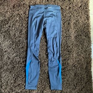 Nike running tights navy with blue stripe size small